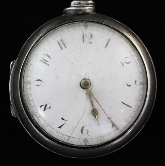 A George IV silver pair cased keywind verge pocket watch by Bothamley, Boston,